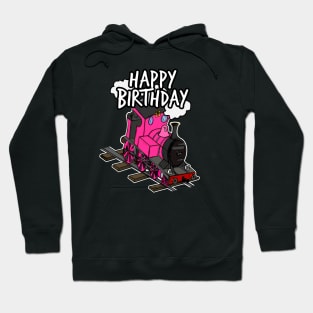 Birthday Train Steam Locomotive Railway Model Railroad (Pink) Hoodie